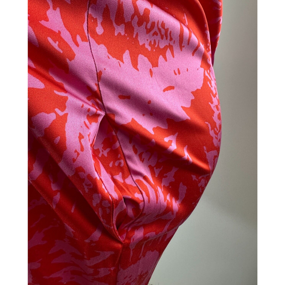 Diane von Furstenberg Silk Blend Pleated Mini Dress Y2K Red & Pink DVF Size 10 - Picture 8 of 13